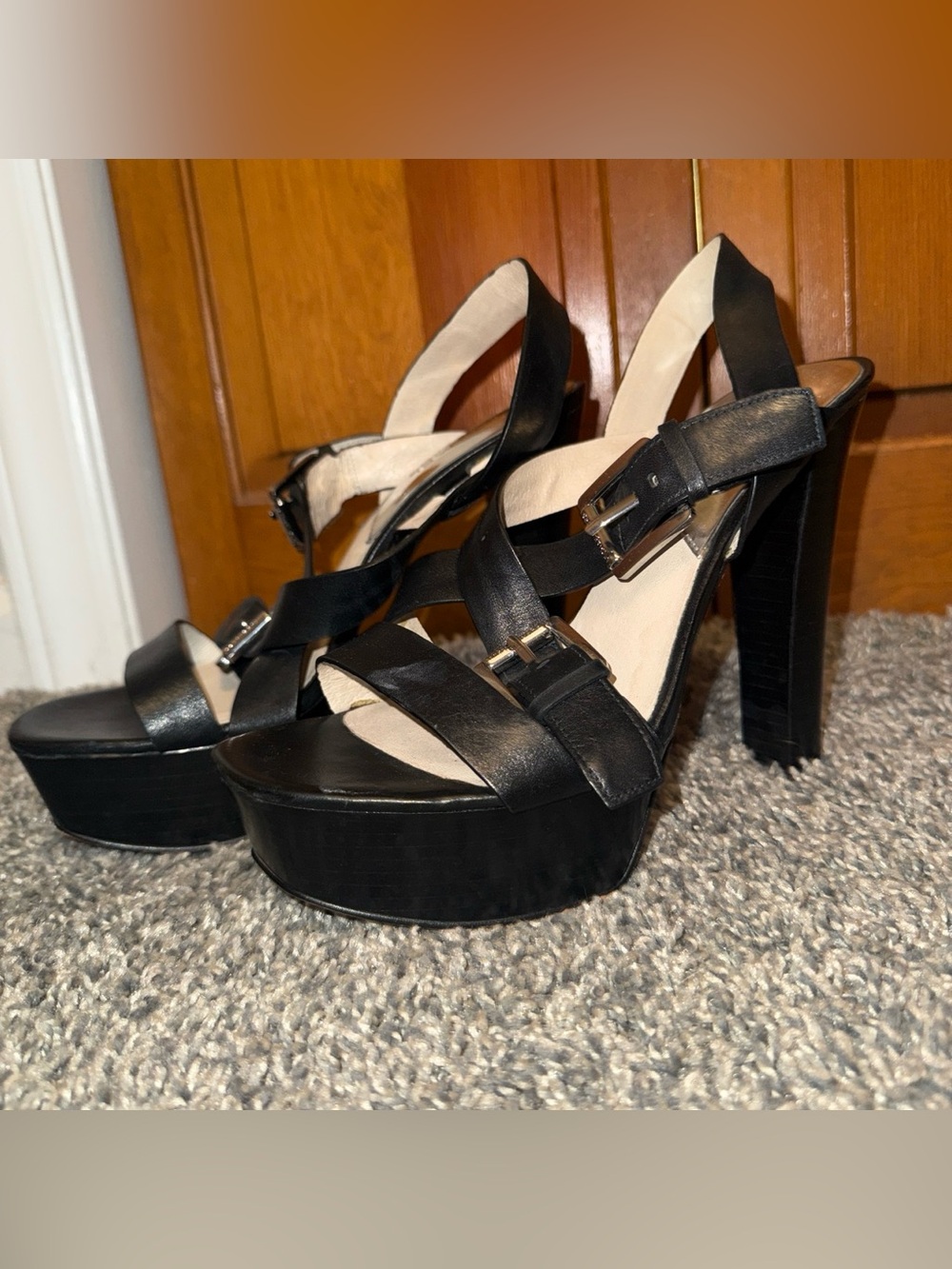 Michael Kors Black Platform High Heel Sandals